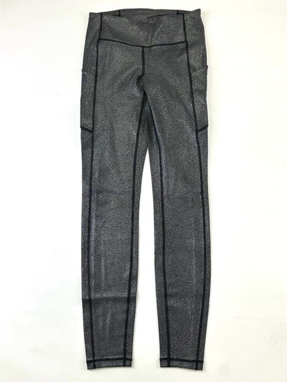Lululemon Speed Up Tight Womens Size 4 28in Luminosity Foil Print Black Silver